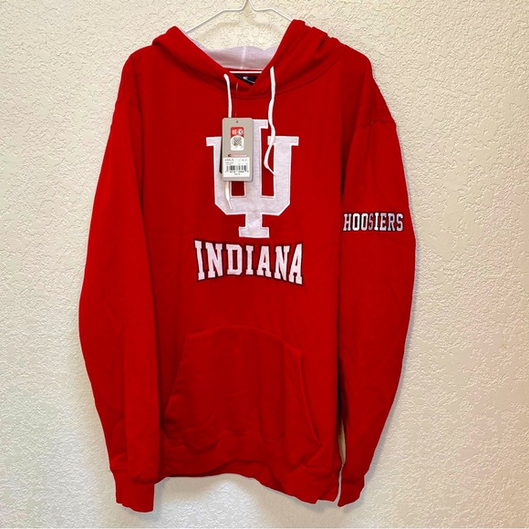Indiana Hoosiers Hoodie Men’s XL Crimson Cream Pullover Sweatshirt Sportswear - Picture 1 of 10